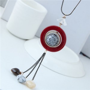 Candy Beads Tassel Dangling Hoop Design High Fashion Statement Necklace