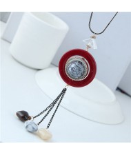 Candy Beads Tassel Dangling Hoop Design High Fashion Statement Necklace