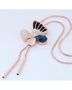 Czech Rhinestone Embellished Golden Plated Butterfly Delicate Fashion Necklace