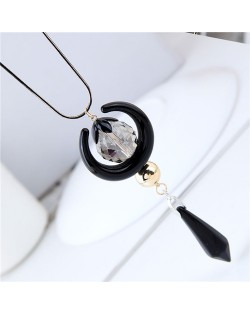 Beads and Moon Combo Design High Fashion Long Style Costume Necklace