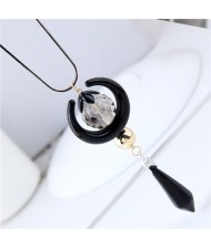Beads and Moon Combo Design High Fashion Long Style Costume Necklace