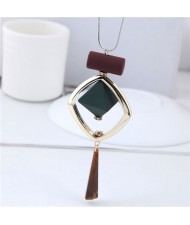 Graceful Square and Wasterdrop Combo Design Fashion Necklace