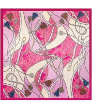 4 Colors Available Rope and Tassel Image Vintage Fashion 90*90 cm Square Scarf