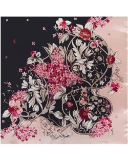 3 Colors Available Fortune Flowers Fashion 90*90 cm Square Silk Feeling Scarf