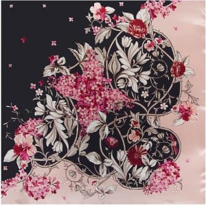 3 Colors Available Fortune Flowers Fashion 90*90 cm Square Silk Feeling Scarf