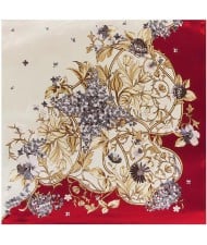 3 Colors Available Fortune Flowers Fashion 90*90 cm Square Silk Feeling Scarf