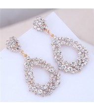 Full Rhinestone Drop Fashion Women Statement Earrings - Clear