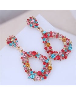 Beads Inlaid Cotton Threads Tassel Bohemian Fashion Women Statement Earrings - White