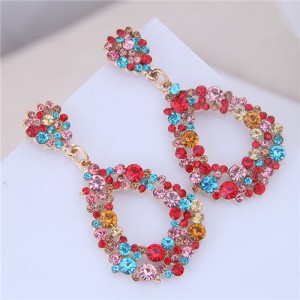 Full Rhinestone Drop Fashion Women Statement Earrings - Colorful
