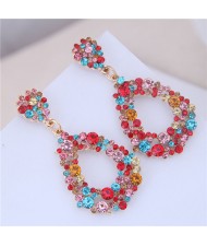 Full Rhinestone Drop Fashion Women Statement Earrings - Colorful