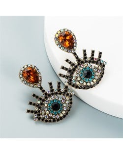 Shiny Eyes Design High Fashion Earrings - Brown