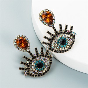Shiny Eyes Design High Fashion Earrings - Brown