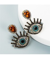 Shiny Eyes Design High Fashion Earrings - Brown