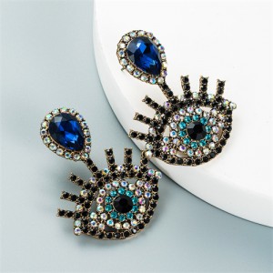 Shiny Eyes Design High Fashion Earrings - Blue