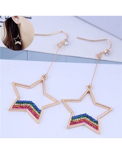 Gem Embellished Acrylic Hoop Design High Fashion Costume Earrings - Multicolor