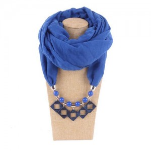 Resin Squares Pendants High Fashion Scarf Necklace - Blue