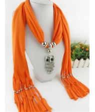 Night-owl Pendant Classic Style Scarf Necklace - Orange