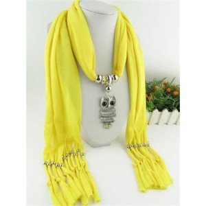 Night-owl Pendant Classic Style Scarf Necklace - Yellow