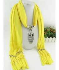 Night-owl Pendant Classic Style Scarf Necklace - Yellow