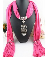 Night-owl Pendant Classic Style Scarf Necklace - Rose