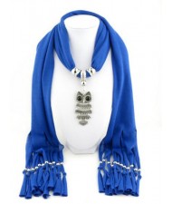 Night-owl Pendant Classic Style Scarf Necklace - Royal Blue