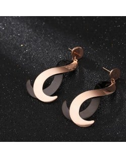 Contrast Colors Geometric Curves Combo Design Stainless Steel Earrings