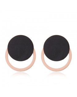 Button Inspired Fashion Women Stainless Steel Earrings