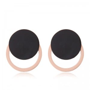 Button Inspired Fashion Women Stainless Steel Earrings