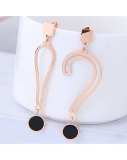 Exclamatory Mark and Question Mark Asymmetric Design Stainless Steel Earrings