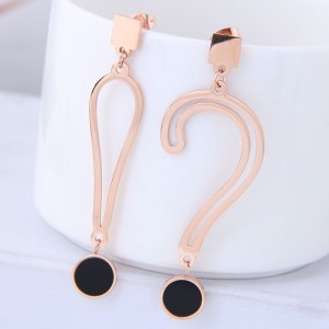 Exclamatory Mark and Question Mark Asymmetric Design Stainless Steel Earrings