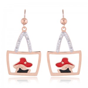 Czech Rhinestone Embellished Women Shoulder Bag Design High Fashion Stainless Steel Earrings