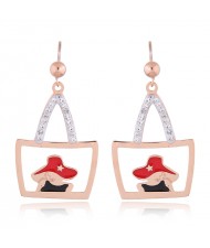 Czech Rhinestone Embellished Women Shoulder Bag Design High Fashion Stainless Steel Earrings