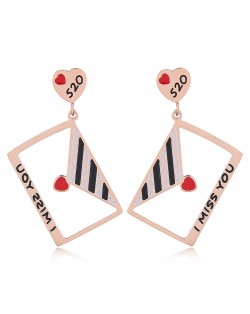 Cute Envelope Korean Fashion Stainless Steel Earrings