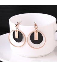 Rould Hoop and Plate Love Fashion Stainless Steel Earrings