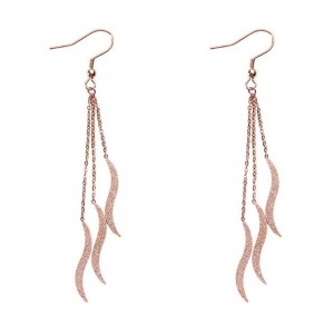 Elegant Leaves Tassel Design Women Fashion Stainless Steel Earrings