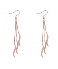 Elegant Leaves Tassel Design Women Fashion Stainless Steel Earrings