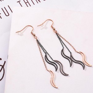 Graceful Waves Pendants Tassel Design Women Fashion Stainless Steel Earrings