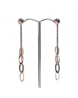 Oval-shaped Waterdrops Tassel High Fashion Stainless Steel Earrings