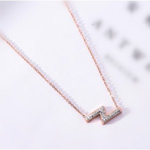 Flash Lightning Shape Pendant Stainless Steel Necklace - Rose Gold