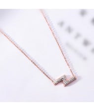 Flash Lightning Shape Pendant Stainless Steel Necklace - Rose Gold