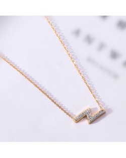Flash Lightning Shape Pendant Stainless Steel Necklace - Gold Plated