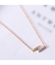 Flash Lightning Shape Pendant Stainless Steel Necklace - Gold Plated