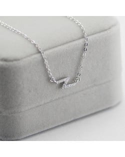 Flash Lightning Shape Pendant Stainless Steel Necklace - Platinum