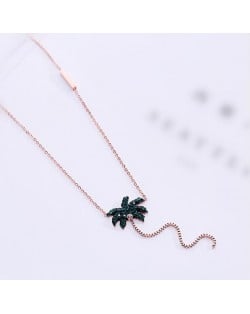 Coconut Tree Pendant High Fashion Stainless Steel Necklace - Rose Gold