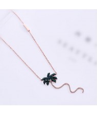Coconut Tree Pendant High Fashion Stainless Steel Necklace - Rose Gold