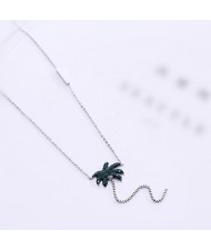 Coconut Tree Pendant High Fashion Stainless Steel Necklace - Silver