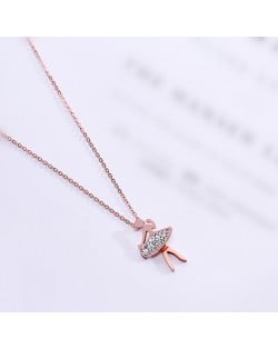 Ballet Dancer Pendant Fashion Stainless Steel Necklace - Rose Gold