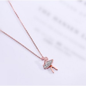 Ballet Dancer Pendant Fashion Stainless Steel Necklace - Rose Gold