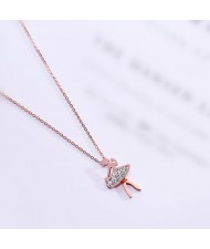 Ballet Dancer Pendant Fashion Stainless Steel Necklace - Rose Gold
