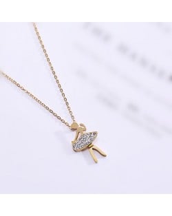 Ballet Dancer Pendant Fashion Stainless Steel Necklace - Gold